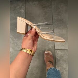 New Clear Nude Strappy Heels | Block Heel Mule